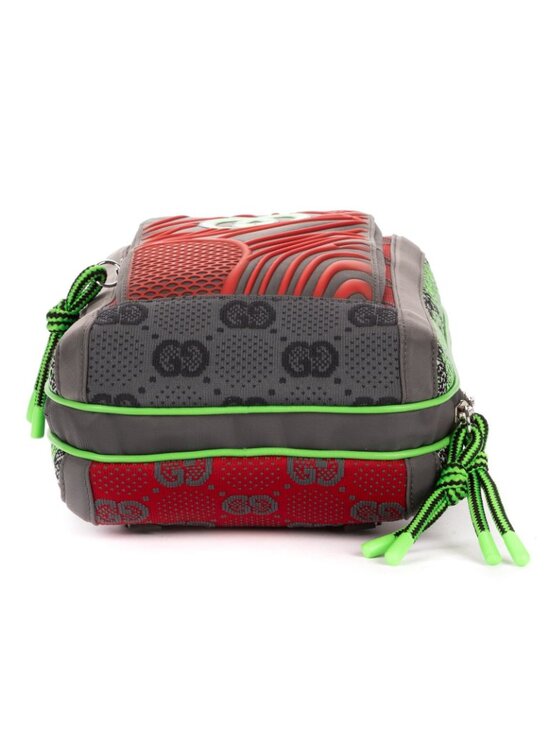 Gucci Two Way Jersey GG Backpack Green Red Gray Nylon main image 4